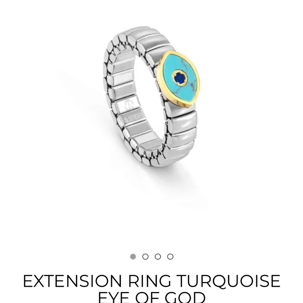Nomination Stretch Ring / Extension Turquoise Eye of God Silver and Gold Ring